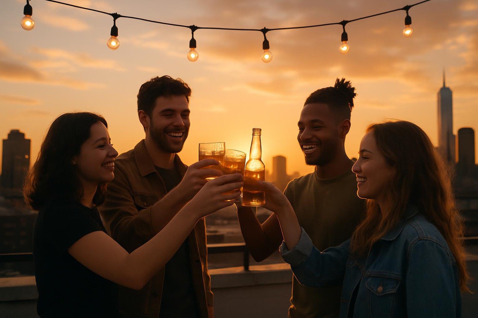 A crew pregaming before a night out