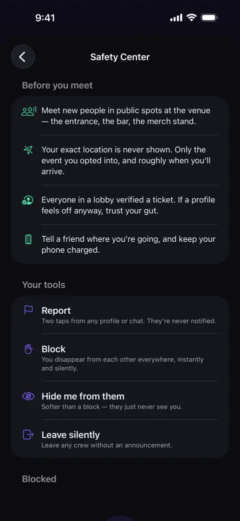 SameNight safety center
